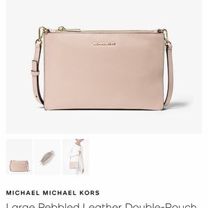 Large Pebbled Leather Double-Pouch Crossbody